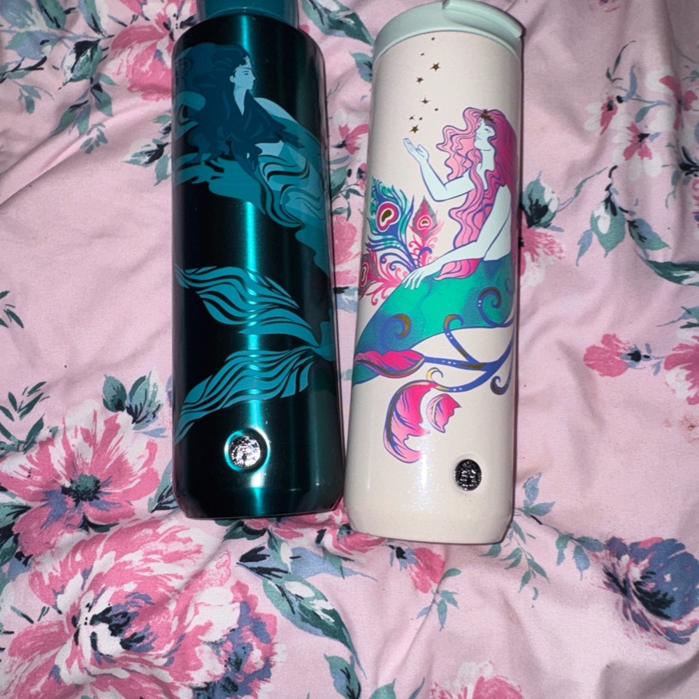 Mermaid Stainless Steel Tumbler Set - Teal & Cream